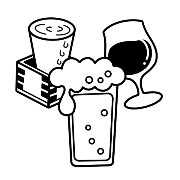 ビールとワインと日本酒のイラスト