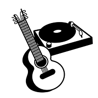 ギターとレコードのイラスト