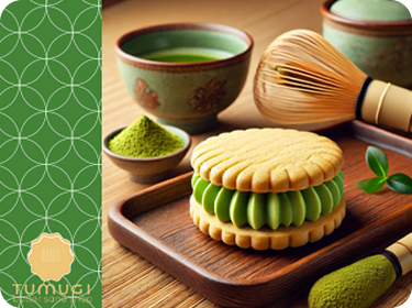 抹茶と抹茶味のバターサンドでお茶会