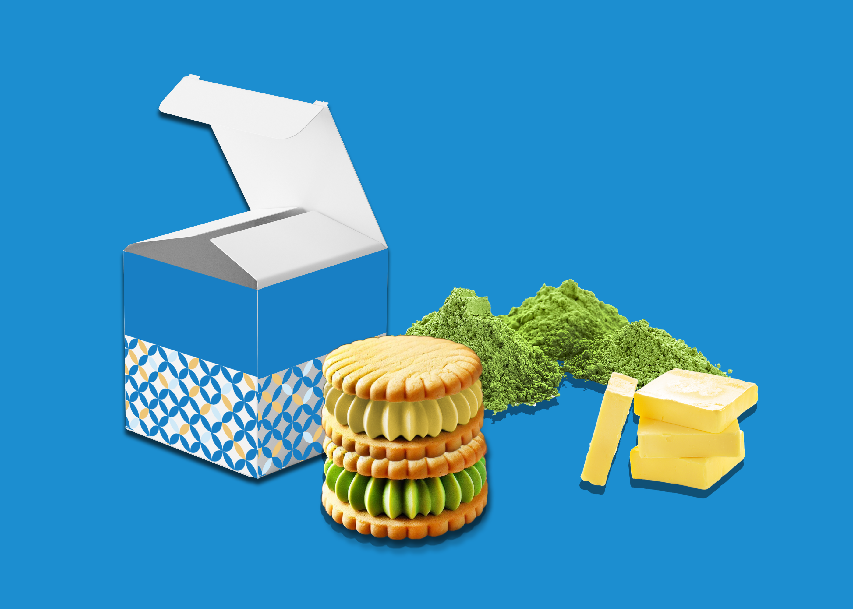 バターサンドと抹茶とバターのイメージ